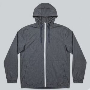 Zine Men's Lightweight Windbreaker Jacket Heather Grey Full Zip Hooded Size L